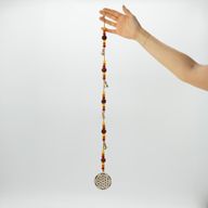 Indiska vindspel - mässing livets blomma med rudraksha-pärlor strängklockor - 6x63 cm