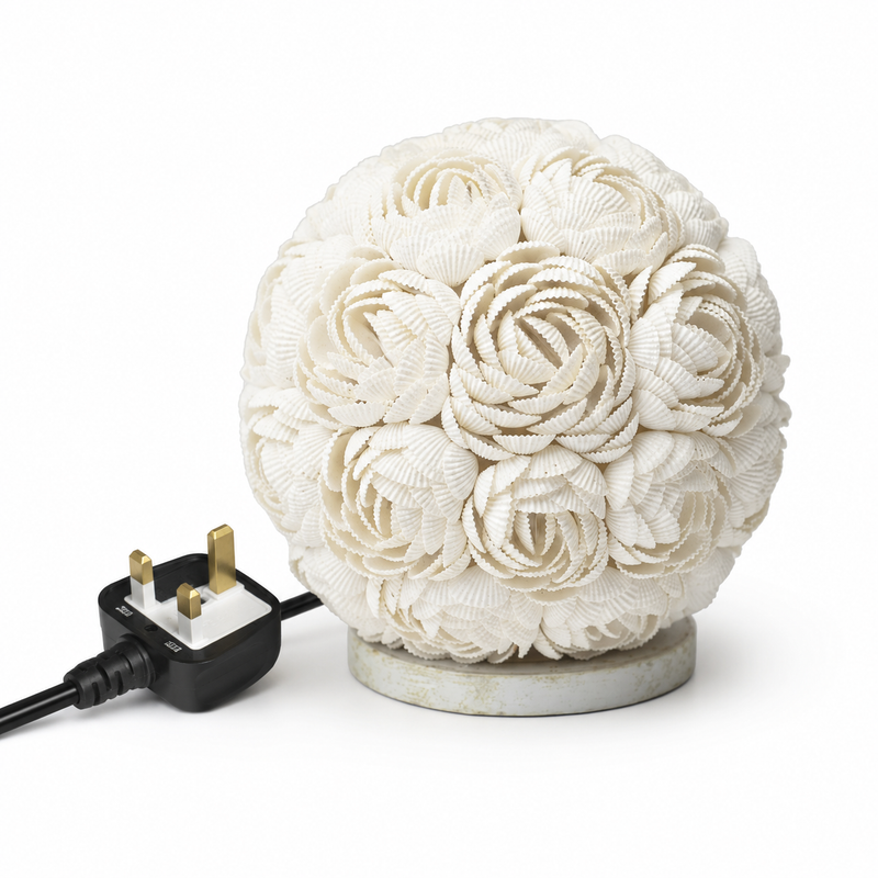 Boho havsskal-lampa - Rose Globe - 15 cm (UK)