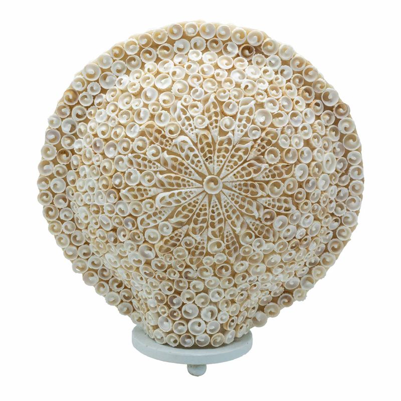 Boho havsskal-lampa - skuren konstskal - stor rund - 30 cm