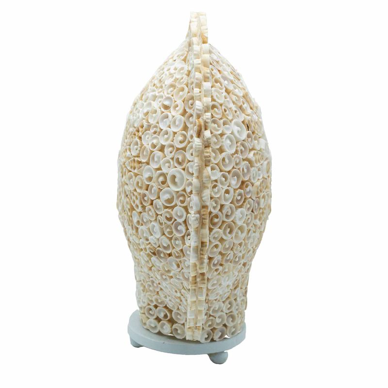 Boho havsskal-lampa - skuren konstskal - stor rund - 30 cm