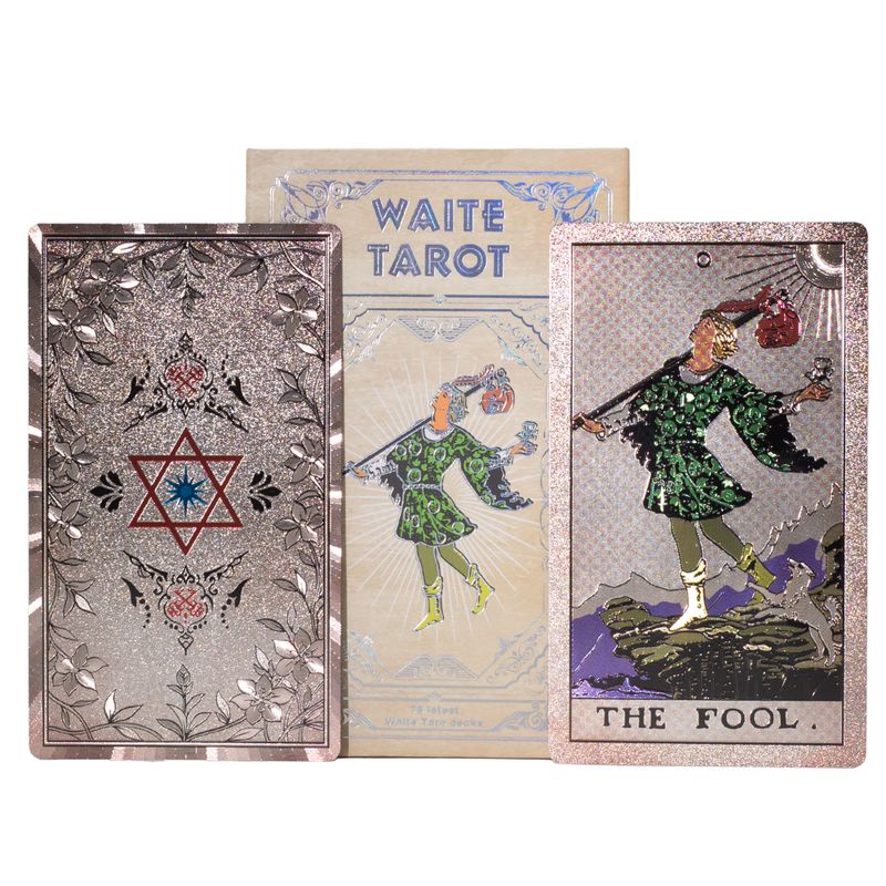 Silverfolierat Waite-tarotkortset - med häfte