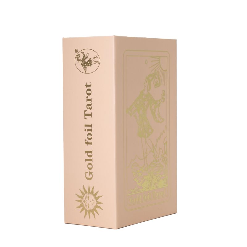 Rosa låda med rubinfolie för tarotkort – gåvoboxset med häfte