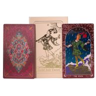 Rosa låda med rubinfolie för tarotkort – gåvoboxset med häfte