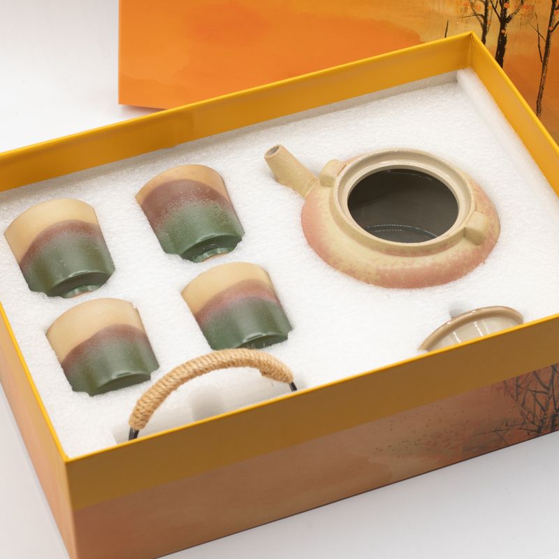 Japanskt kyusu-stil te-set - För grönt te - Fyra koppar