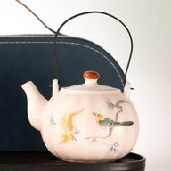 Rese-tekanneset och fyra koppar – Rosa vintage pumpa-stil