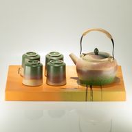 Japanskt kyusu-stil te-set - För grönt te - Fyra koppar