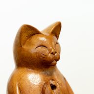 Träsnidade rökelsebrännare - Stor Yoga-katt
