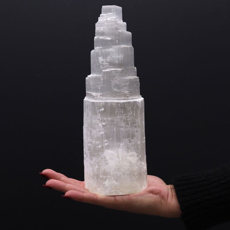 Naturlig selenit-tornlampa - 25 cm