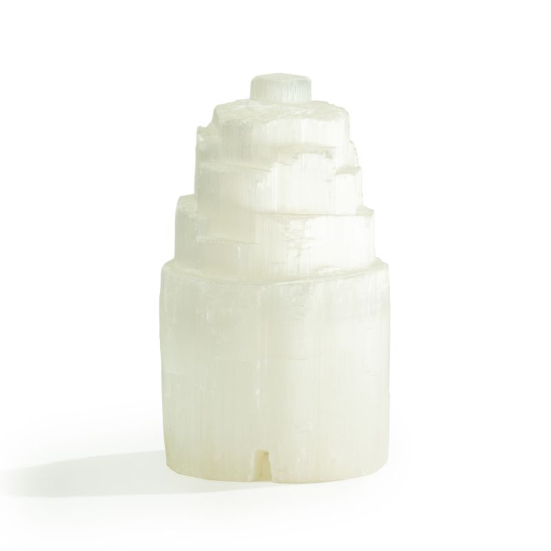 Naturlig selenit tornlampa - 15 cm