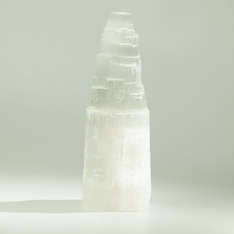 Naturlig selenit-tornlampa - 25 cm