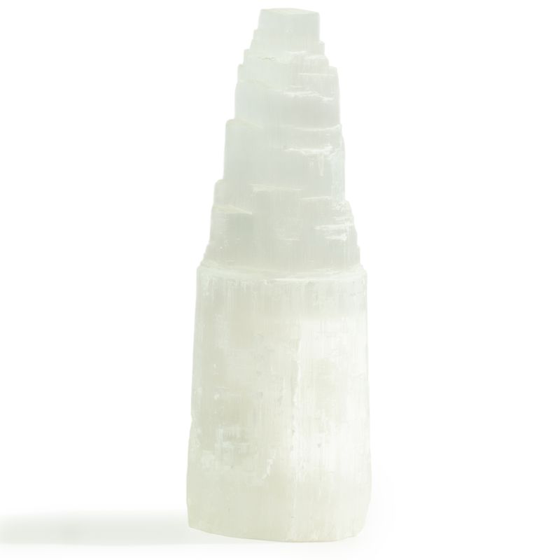 Naturlig selenit-tornlampa - 25 cm