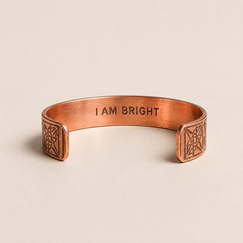 Solida koppararmband med gravyrer av affirmationer (blandade)