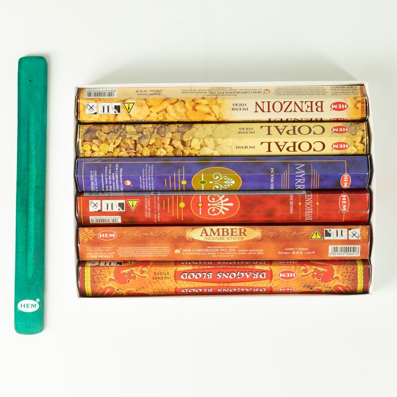 HEM Hexagonalt rökelse - Resinkollektion & aska-fångare (assorterat paket 6)
