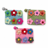 Sex blomsterfilt dragkedjepåse (3 olika färger)