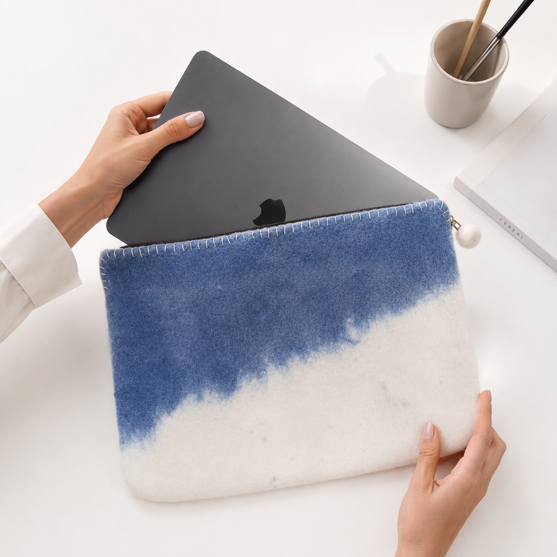 Filtfodral för laptop (upp till 14 tum) - Blå Horzon