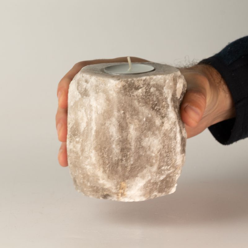 Grå salt-ljusstake 600-800 g