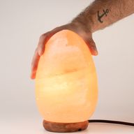 Saltlampa äggformad - träbas