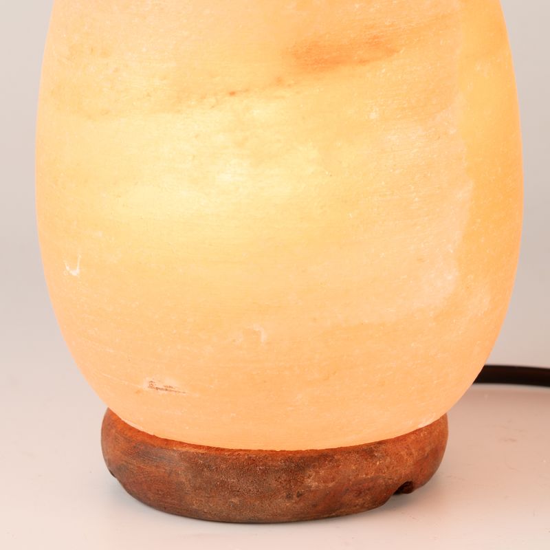Saltlampa äggformad - träbas