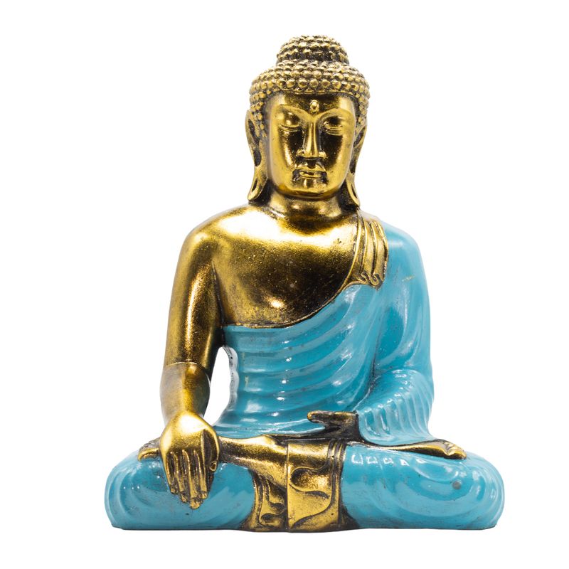 Turkos och guld Buddha - Extra stor 30 cm - Jordberöring (Upplysning)