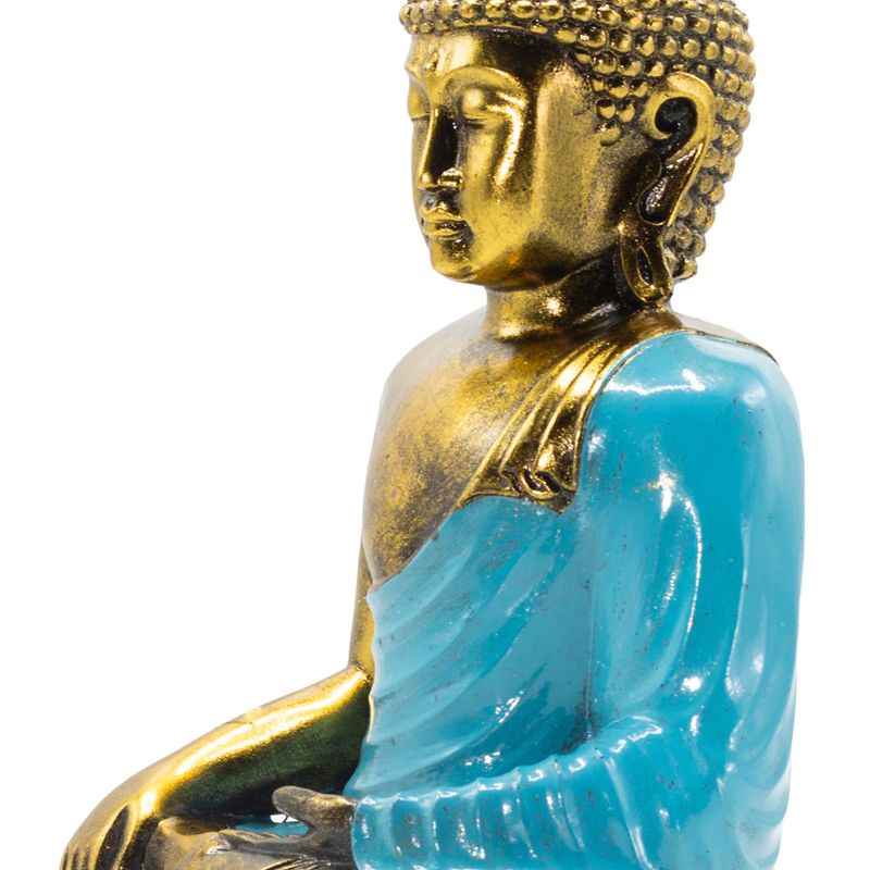 Turkos och guld Buddha - Extra stor 30 cm - Jordberöring (Upplysning)