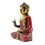 Röd och Guld Buddha - Extra stor 30 cm - Abhaya Mudra (ingen rädsla)