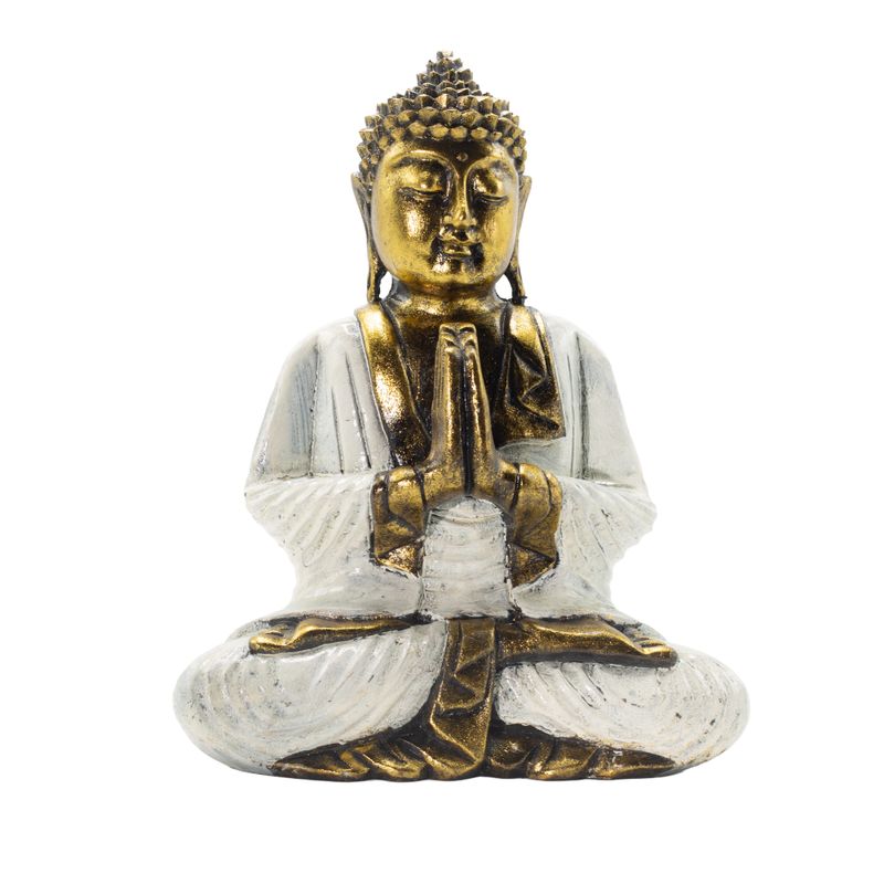 Vit och guld Buddha - Extra stor 30 cm - Namaste (Välkommen)