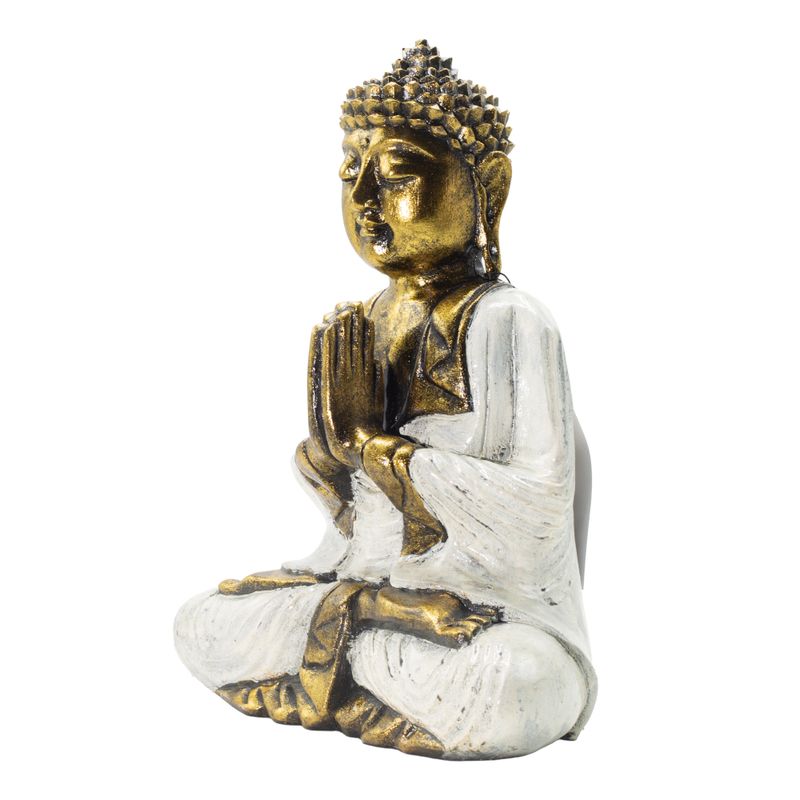 Vit och guld Buddha - Extra stor 30 cm - Namaste (Välkommen)