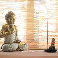 turkos och guld Buddha - Extra stor 40 cm - Vitarka Mudra (visdom)