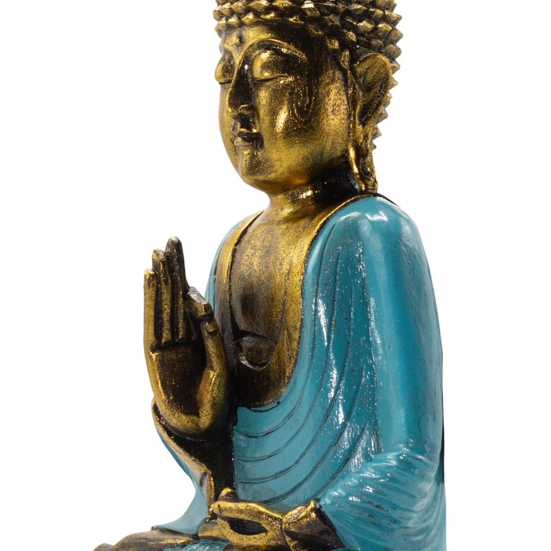 turkos och guld Buddha - Extra stor 40 cm - Vitarka Mudra (visdom)