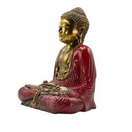 Röd & Guld Buddha - Extra stor 40 cm - Duyana Mudra (meditation)