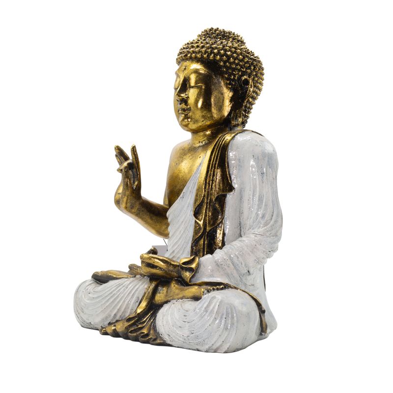 Vit och guld Buddha - Extra stor 40 cm - Abhaya Mudra (Ingen rädsla)