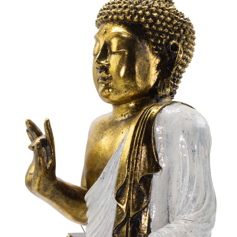 Vit och guld Buddha - Extra stor 40 cm - Abhaya Mudra (Ingen rädsla)