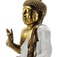 Vit och guld Buddha - Extra stor 40 cm - Abhaya Mudra (Ingen rädsla)