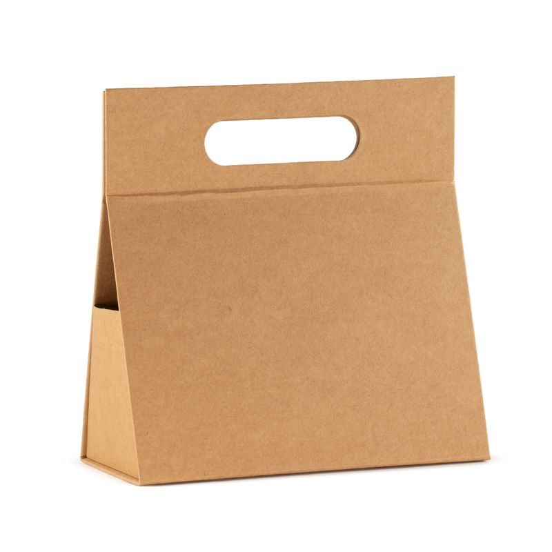 Hopfällbar gåvobox - Handlåda (20x10x20 cm) - Brun Kraft