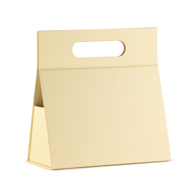 Plattförpackad presentförpackning - handlåda  (20x10x20 cm) - Elfenben