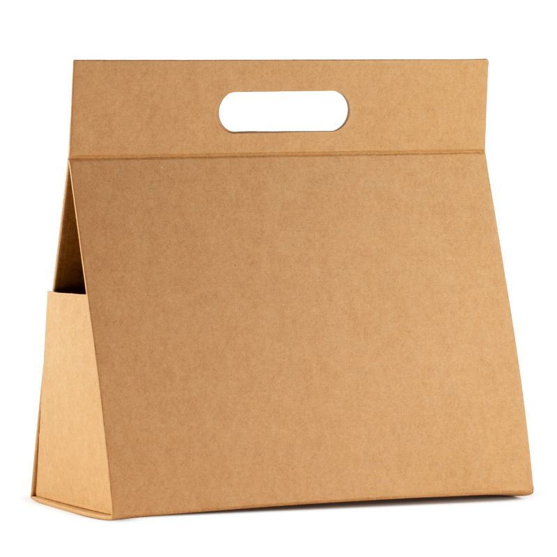 Plattpackad presentlåda - Stor handlåda (28x12.5x26 cm) - Brun Kraft