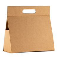 Plattpackad presentlåda - Stor handlåda (28x12.5x26 cm) - Brun Kraft