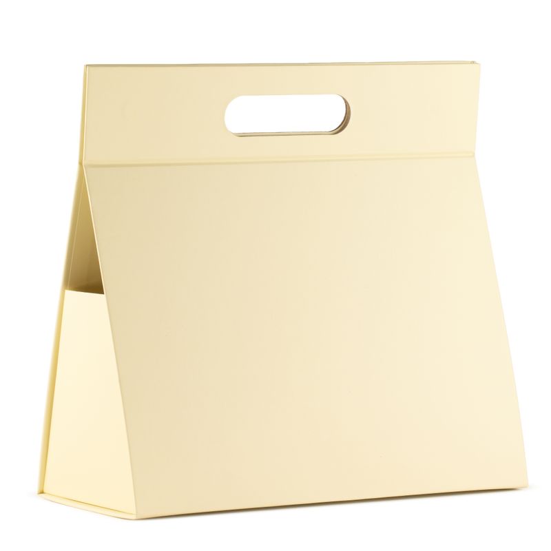 Ihopfällbar gåvobox - Stor handbox  (28x12.5x26cm) - benvit