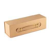 Ihopfällbar presentlåda - vinlåda-form (33,5x10x10,5 cm) - brun kraftpapper
