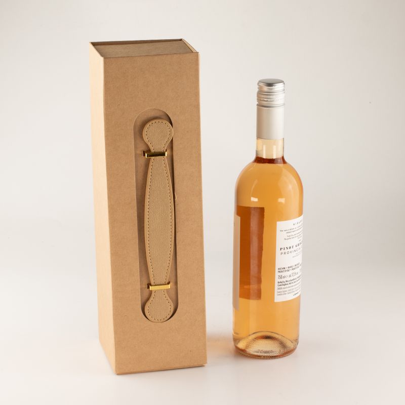 Ihopfällbar presentlåda - vinlåda-form (33,5x10x10,5 cm) - brun kraftpapper