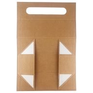 Ihopfällbar presentlåda - vinlåda-form (33,5x10x10,5 cm) - brun kraftpapper