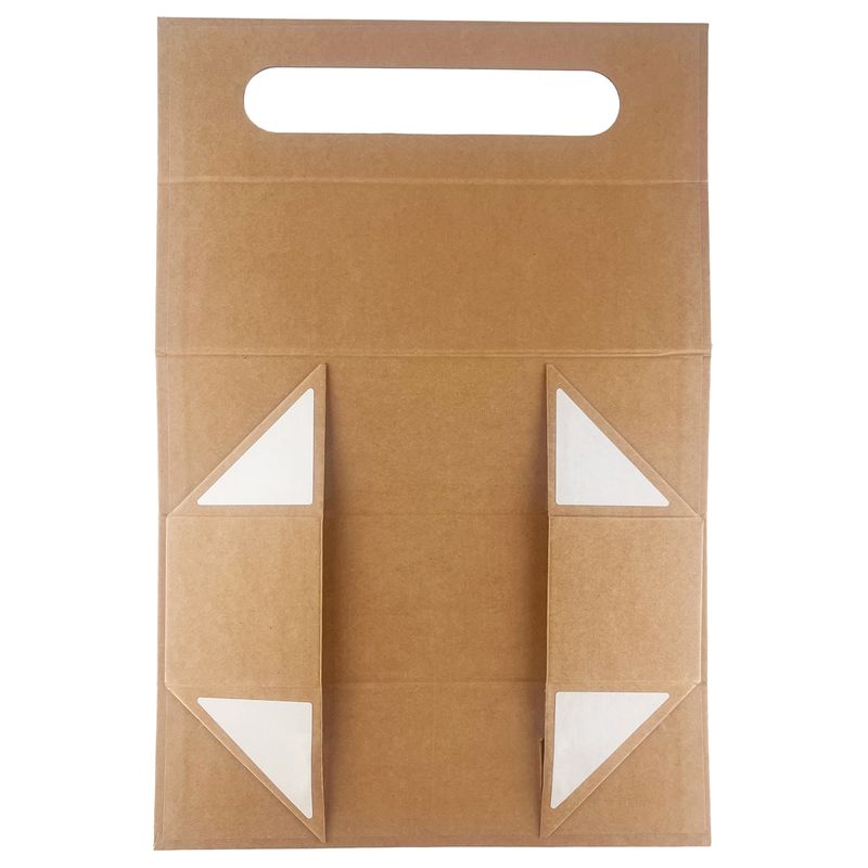 Ihopfällbar presentlåda - vinlåda-form (33,5x10x10,5 cm) - brun kraftpapper