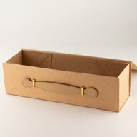Ihopfällbar presentlåda - vinlåda-form (33,5x10x10,5 cm) - brun kraftpapper