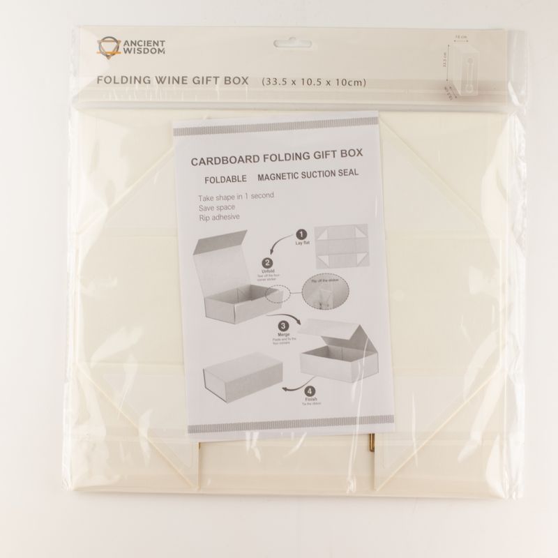 Plattförpackad presentbox - vinlådeform  (33.5x10x10.5cm) - Vit