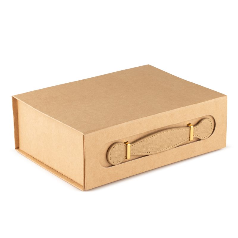 Plattförpackad presentlåda - med gåvokorg (24x18.2x8cm) - Brun Craft