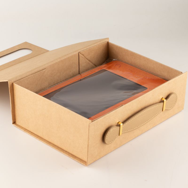 Plattförpackad presentlåda - med gåvokorg (24x18.2x8cm) - Brun Craft