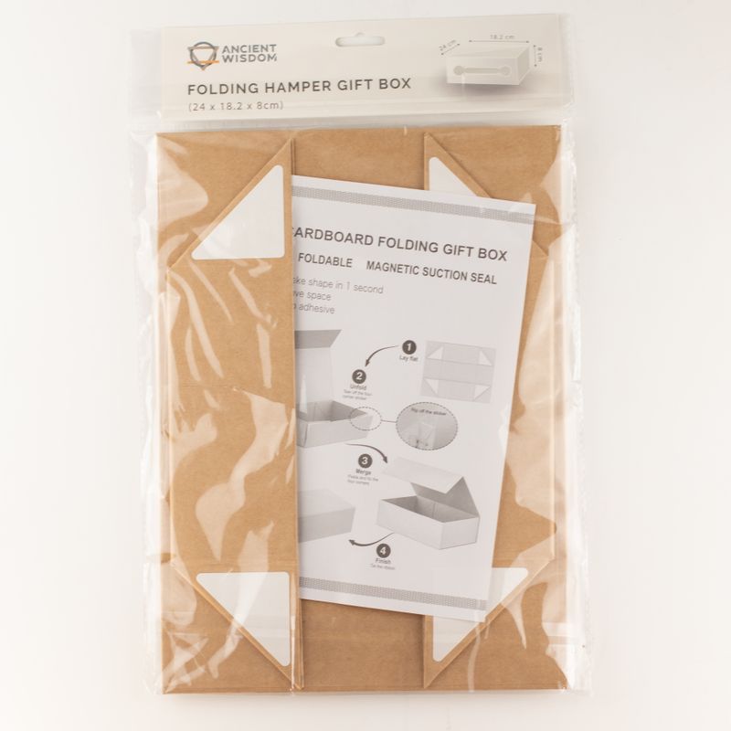 Plattförpackad presentlåda - med gåvokorg (24x18.2x8cm) - Brun Craft
