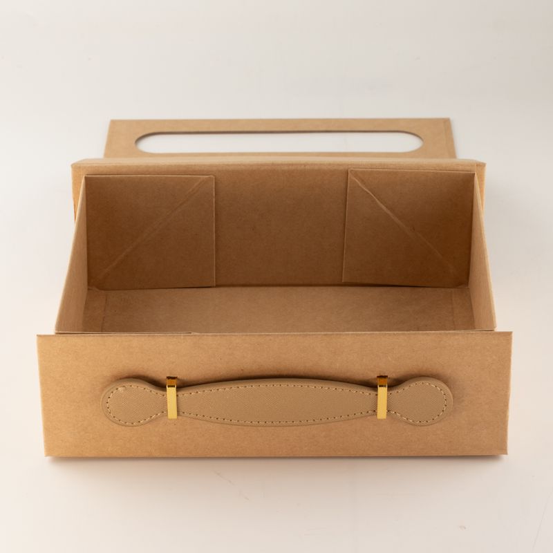 Plattförpackad presentlåda - med gåvokorg (24x18.2x8cm) - Brun Craft