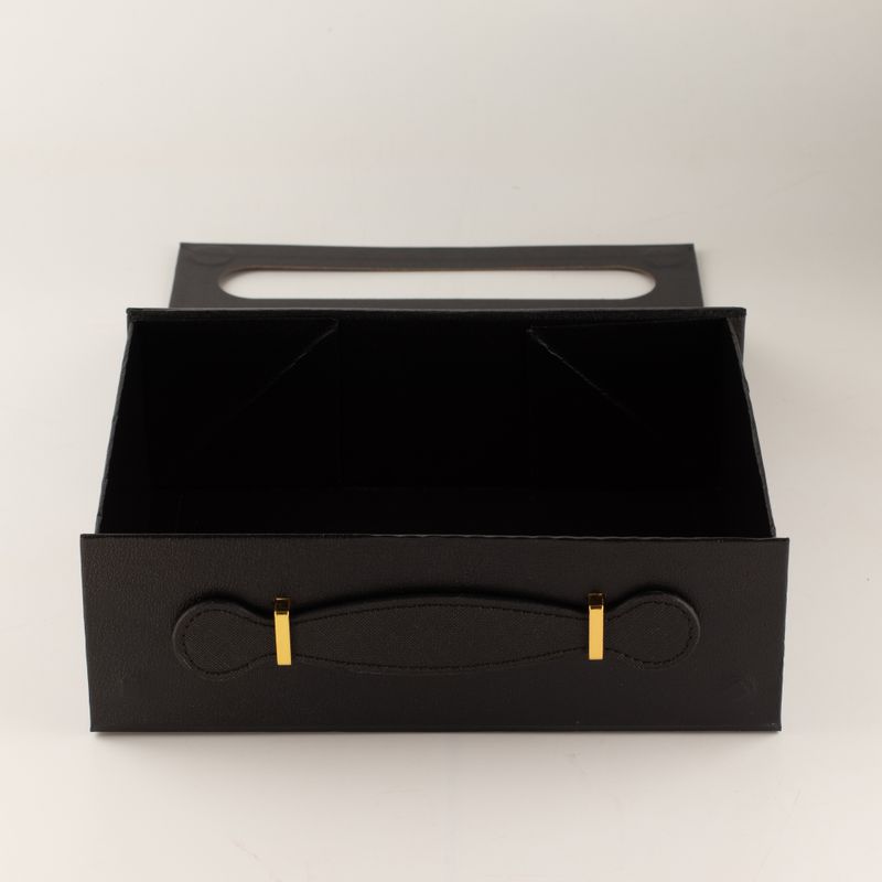 Hopfällbar presentbox - med presentkorg (24x18.2x8cm) - Svart