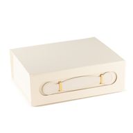 Plattförpackad presentask - Med presentkorg  (24x18.2x8cm) - Vit